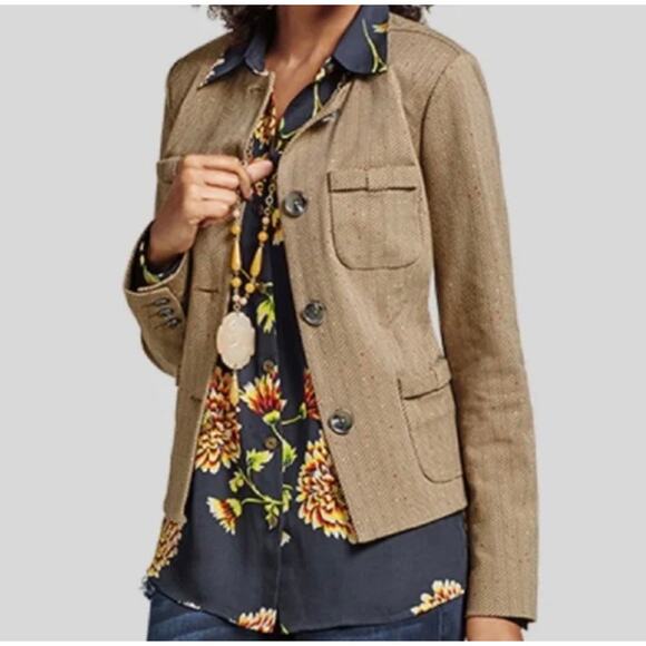 CAbi Penny Brown Tweed Herringbone Blazer Jacket Medium 3170 - Picture 7 of 8